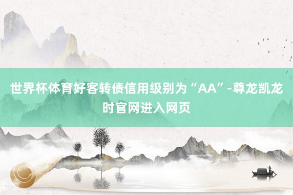 世界杯体育好客转债信用级别为“AA”-尊龙凯龙时官网进入网页