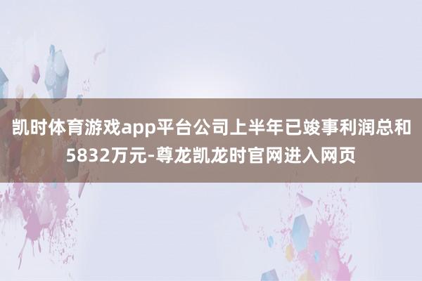 凯时体育游戏app平台公司上半年已竣事利润总和5832万元-尊龙凯龙时官网进入网页