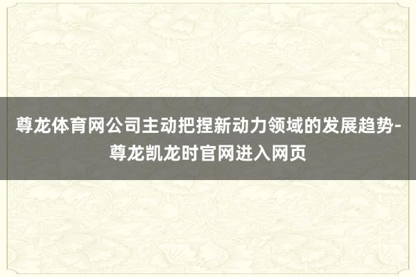 尊龙体育网公司主动把捏新动力领域的发展趋势-尊龙凯龙时官网进入网页