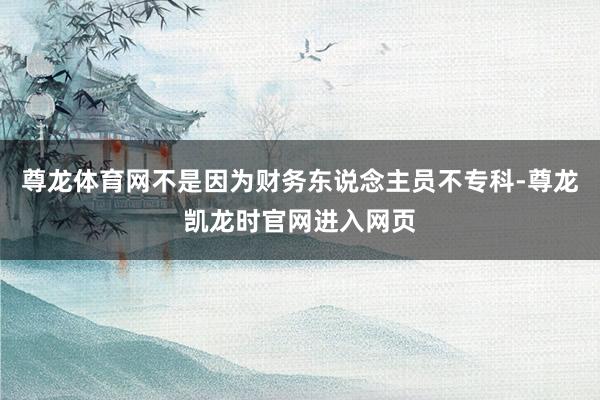 尊龙体育网不是因为财务东说念主员不专科-尊龙凯龙时官网进入网页