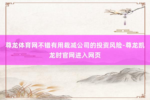 尊龙体育网不错有用裁减公司的投资风险-尊龙凯龙时官网进入网页